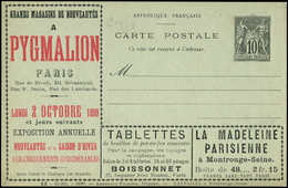 Let ENTIERS POSTAUXSage, 10c. Noir, CP Annonces N°G35g4, Laffaille S. 13, PYGMALION, Superbe - Autres & Non Classés