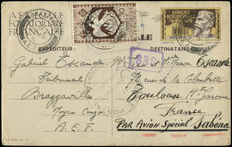 Let A.E.F. CP N°1 + Poste N°153 Obl. Brazzaville 11/1/44 Pour Toulouse, TB - Autres & Non Classés