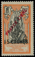 ** INDE 128 : 15ca. Sur 20c. Rouge Orange Et Noir, FRANCE LIBRE, TB. C - Autres & Non Classés