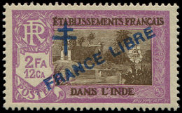 * INDE 165a : 2fa.12ca. Lilas Et Brun, FRANCE LIBRE, TB - Autres & Non Classés