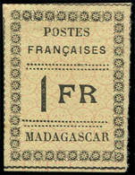 (*) MADAGASCAR 12 : 1f. Noir Sur Jaune, Neuf Sans Gomme, TB. Br - Autres & Non Classés