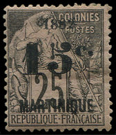 * MARTINIQUE 30b : 15c. S. 25c. Noir S. Rose, ERREUR 1882 Au Lieu De 1892, TB - Autres & Non Classés