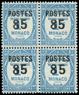 ** MONACO 149a : 85 Sur 1f. Bleu, CHIFFRES ESPACES Dans Un BLOC De 4, Un Ex. Normal *, TB - ...-1885 Préphilatélie