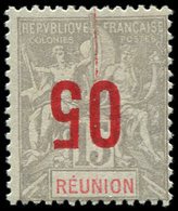 * REUNION 73a : 05 Sur 15c. Gris, Surcharge RENVERSEE, TB - Autres & Non Classés