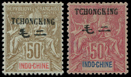 (*) TCHONG-KING 43/44 : 50c. Bistre Sur Azuré Et 50c. Rose, TB - Autres & Non Classés