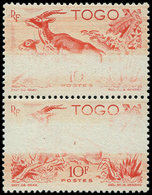 ** TOGO 250 : 10f. Rouge-orange, PAIRE, Impression DEPOUILLEE, TB - Autres & Non Classés