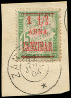 ZANZIBAR 68 : 1 1/2a. Sur 15c. Vert-jaune Obl. S. Fragt, Surcharge Délavée, Sinon TB - Oblitérés