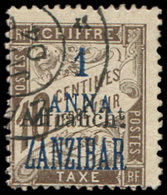 ZANZIBAR 69a : 1a. Sur 10c. Brun, "Affrancht" Au Milieu Du Timbre, Obl., TB. C - Oblitérés