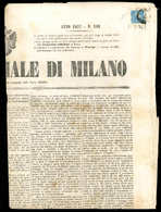 Let ITALIE (ANCIENS ETATS) LOMBARDO-VENETIE Journaux 3 : Bleu D'Autriche Obl. COMO 29/4/57 Sur Journal De Milan, TB, Cot - Lombardo-Vénétie