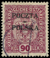 POLOGNE 88 : 90h. Lie De Vin, Obl. Pos. 93 Planche 1, TB, Certif. Scheller - Autres & Non Classés