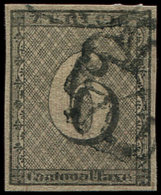 SUISSE 10 : 6r. Noir De Zurich, Obl., Restauré, Aspect TB - 1843-1852 Timbres Cantonaux Et  Fédéraux