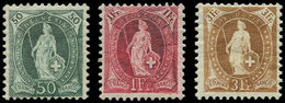 * SUISSE 97/99 : 50c., 1f. Et 3f., Helvetia Debout De 1905/06, TB - 1843-1852 Timbres Cantonaux Et  Fédéraux