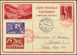 Let SUISSE PA 3 : CP Entier 20r. Affr. N°3 + 7 Obl. Cachet Zeppelin 2/11/29, Càd St Gallen 2/11, TB - Neufs