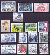 Sweden, 16 Used Stamps,. Including 1998 Carl Gustav (25 Kr.) And 3 Year 2015  (bees And Mushroom) - Colecciones