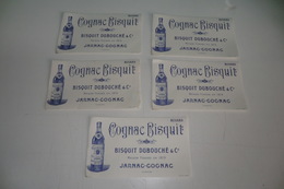 VIEUX PAPIERS LOT DE 5 BUVARDS. COGNAC BISQUIT DUBOUCHE JARNAC COGNAC. TBE. - Liquor & Beer