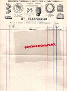 86- CHATELLERAULT- RARE GRANDE FACTURE H. CHARPENTIER-SONNERIES ELECTRIQUES -PORTE VOIX PARATONNERRE-RUE MELLETTE - 1800 – 1899