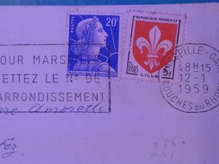 Marianne De Muller Plus Blason De Lille Pour Maroc Tanger Avec Correspondance 1959 - 1955-1961 Marianne (Muller)
