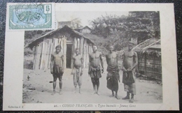 Congo Types Bacoulis Jeunes Gens  Cpa Timbrée - Frans-Kongo