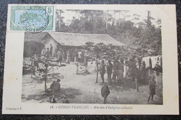 Congo Français Reunion Indigenes Pahouins   Cpa Timbrée - French Congo