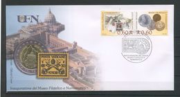 VATICAN 2007 N° 1436/1437 Enveloppe Officielle Superbe Inauguration Musée Philatélique Numismatique Monnaies - Storia Postale