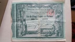 EXPOSITION UNIVERSELLE Bon De Vingt Francs Au Porteur 194e Série N° 05165 - Turismo