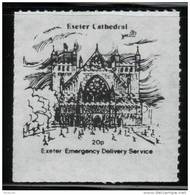 GREAT BRITAIN GB 1971 POSTAL STRIKE MAIL EXETER EMERGENCY DELIVERY SERVICE 20P BLACK NHM CATHEDRAL TOWER - Cinderella