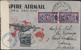 Enveloppe Empire Airmail New Zealand YT 245 247 CAD Auckland 10 De 40 Censure Opened And Passed By Censor In New Zealand - Cartas & Documentos