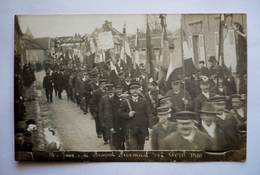 60 - Carte- Photo No 14 -  JAUX - Bouquet Provincial 17 Avril 1910 - Fête - Défilé  Archers De Différentes Compagnies - Archery