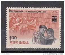 INDIA, 1978, World Book Fair, Children In Library,  MNH, (**) - Neufs