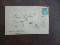 Lettre France Classique Seul  1 TP Types Sage Firminy Pour Ussel Au Dos Cachet Gare De Moulins - 1877-1920: Période Semi Moderne