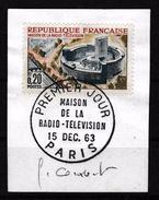 498 -  Yvert 1402 MAISON RADIO TELEVISION Avec Signature  Et Cachet Premier Jour. Rare - Gebruikt