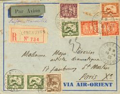 2097 Air Mail Crash Covers. 1933. COVER. Different Values, Indochina. Registered Letter From LONGXUYEN To PARIS. Seaplan - Avions