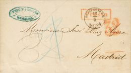 2108 Prussia. Prephilately. 1864. COVER. HAMBURG To MADRID. C.d.s. HAMBURG TH ST, Postmark PRUSIA In Red Applied In La J - Autres & Non Classés