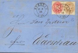 2110 Prussia. 1866. COVER. Yv. 17, 20. 1 S Pink And 3 S Yellow Chestnut. STETTIN (PRUSSIA) To WARSAW (POLAND). C.d.s. ST - Andere & Zonder Classificatie