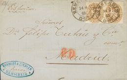 2111 Prussia. 1865. COVER. Yv. 20(2). 3 S Bistre, Pair. REMSCHEID To MADRID. C.d.s. REMSCHEID / 11-12 N. VERY FINE. - Sonstige & Ohne Zuordnung