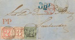 2117 Thurn And Taxis. 1862. COVER. Yv. 3, 10, 11. ½ S Black On Green, 2 S Carmine And 3 S Red Chestnut. Front Cover From - Other & Unclassified