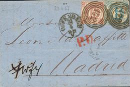 2119 Thurn And Taxis. 1867. COVER. Yv. 40, 51. 15 K Lilac And 6 K Blue (colored Lines). OFFENBACH To MADRID. Postmark Nu - Sonstige & Ohne Zuordnung