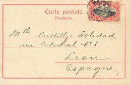 2196 Belgian Congo. 1908. COVER. Set Of Three Postcards Franked With 5 Cts Or 10 Cts And Addressed To LEON (SPAIN), And  - Andere & Zonder Classificatie