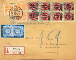 2206 Denmark. 1915. COVER. Yv. 38, 41(8), 48. 1 Ore Orange, Two Stamps, 4 Ore On 8 Ore Blue Gray And Carmine, Eight Stam - Sonstige & Ohne Zuordnung