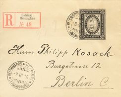 2219 Finland. 1910. COVER. Yv. 47. 3'50 R Black And Gray. Registered From HELSINKI To BERLIN (GERMANY). On Reverse Arriv - Autres & Non Classés