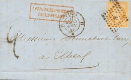 2276 France. 1858. COVER. Yv. 13A. 10 Cts Bistre. PARIS To ELBEUF. Postmark Lozenge Of Dots H, On The Front Mark AFFRANC - Andere & Zonder Classificatie