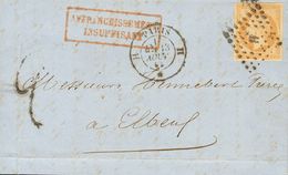 2276 France. 1858. COVER. Yv. 13A. 10 Cts Bistre. PARIS To ELBEUF. Postmark Lozenge Of Dots H, On The Front Mark AFFRANC - Autres & Non Classés