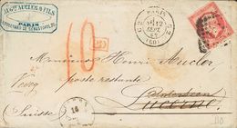 2288 France. 1862. COVER. Yv. 17B. 80 Cts Pink "PERCE IN LIGNES". PARIS To LUCERNE (SWITZERLAND), Readdressed To VEVEY.  - Sonstige & Ohne Zuordnung