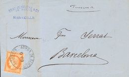 2301 France. 1875. COVER. Yv. 38. 40 Cts Orange. MARSELLA (FRANCE) To BARCELONA. Postmark ADMON DE CAMBIO / 009 / BARCEL - Sonstige & Ohne Zuordnung