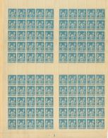 2312 France. 1877. Yv. ** 90a(100). 15 Cts Blue On Bluish, Block Of One Hundred Stamps With Gutter Pairs (some Stamp Det - Andere & Zonder Classificatie