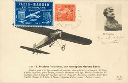 2322 France. 1911. COVER. Yv. 135. 10 Cts Red And Vignette PARIS-MADRID IN AEROPLANE, In Blue. Postcard From ANGOULEME T - Andere & Zonder Classificatie