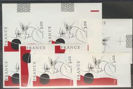 2343 France. 1977. Yv. ** 1950a(9). 3 F Black And Red, Nine Stamps. IMPERFORATED. VERY FINE.  Yvert 2014: 693€ - Sonstige & Ohne Zuordnung