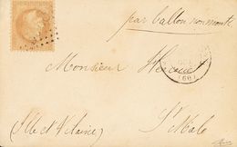 2346 France. Ballons Montés. 1870. COVER. Yv. 28B. 10 Cts Bistre. Ballon Monte Card From PARIS To SAINT MALO. Carried By - Sonstige & Ohne Zuordnung