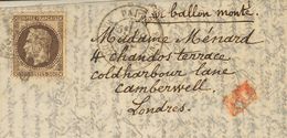 2347 France. Ballons Montés. 1870. COVER. Yv. 30. 30 Cts Chestnut. PARIS To CAMBERWELL (ENGLAND), Carried By The Ballon  - Sonstige & Ohne Zuordnung