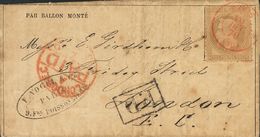 2360 France. Ballons Montés. 1870. COVER. Yv. 30. 30 Cts Light Brown "Gazette Des Absents" From PARIS To LONDON (ENGLAND - Andere & Zonder Classificatie